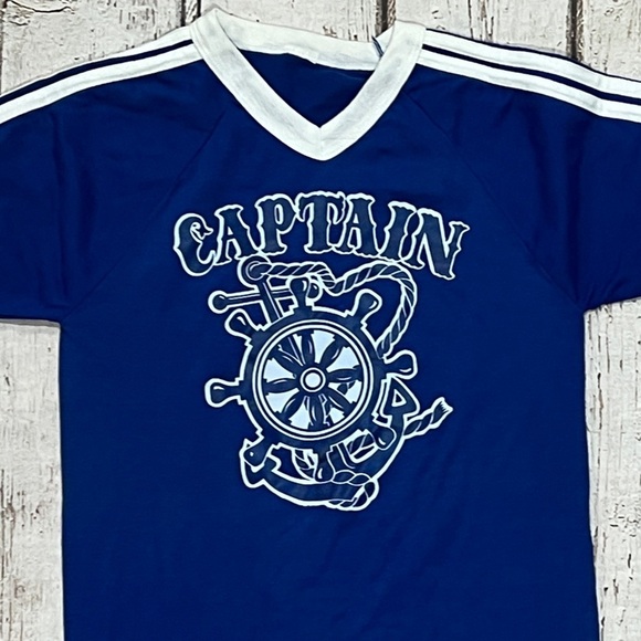 Vintage 1980s Single Stitch Captain Sailing Sailor Ship 80s Tshirt - Picture 2 of 4